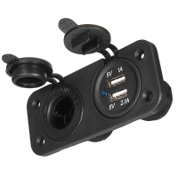 Dual Cigarette Lighter Socket 12v Usb Adapter For Motorbike Auto