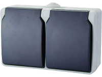 GAO 9872 Standaard Wandcontactdoos dubbel spatwaterdicht Grijs 1 stuk(s)