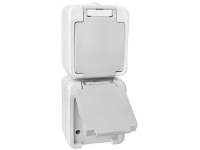 Wandcontactdoos Dubbel Pera Peranova 102437 Spatwaterdicht Lichtgrijs, Donkergrijs