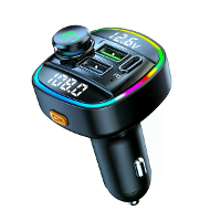 Dubbele displayauto bluetooth V5.0 FM zender 20W PD + QC3.0 USB autolader 7 kleuren RGB achtergrondverlichting HiFi muzi