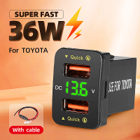 Dubbele USB QC auto oplader stopcontact voedingsadapter met 12 24V voltmeter LED auto accessoires 40mm*22mm voor Toyota