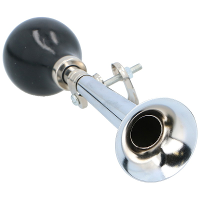 Dunlop fietstoeter met lucht knijp bediening   metaal   21 cm   zilver   fiets accessoires/toeter
