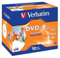 Verbatim 43521 DVD R disc 4.7 GB 10 stuk(s) Jewelcase Bedrukbaar