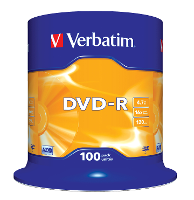 DVD R disc 4.7 GB Verbatim 43549 100 stuks Spindel