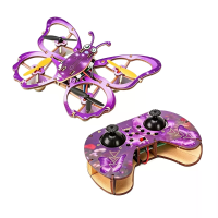DWI MQ 58 Vlinder /Bijontwerp DIY Houten Bouwblokken 360° Flip LED Licht Vliegende Speelgoed Geassembleerde KIT Afstands