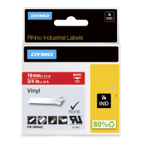 Labeltape DYMO IND RHINO 1805422 Vinyl Tapekleur: Rood Tekstkleur:Wit 19 mm 5.5 M