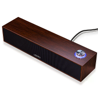 E350MB Bedrade bluetooth Soundbar Houten Computer Speakers met Volume Knop Dubbele Speakers Diepe Bass Ondersteuning 3.5