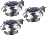 Easymaxx Solar dakgootlamp 0612 Set van 3 stuks LED Warm wit RVS (geborsteld)