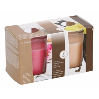 Set van 2 geurkaarsen fresh linen en french vanilla in glas