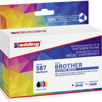Edding Inktcartridge vervangt Brother LC 3219XLBKCMY Compatibel Combipack Zwart, Cyaan, Magenta, Geel EDD 587 18 587 01