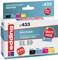 Edding Inktcartridge vervangt Brother LC 980BK, LC 980C, LC 980M, LC 980Y Compatibel Combipack Kleur EDD 433 18 433