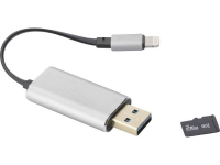 Ednet Smart Memory Apple Lightning kaartlezer smartphone/tablet Spacegrijs USB 3.1, Apple Lightning, microSD