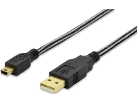 Ednet USB 2.0 Aansluitkabel [1x USB A 2.0 Stekker   1x Mini USB 2.0 B stekker] 3 m Zwart Vergulde steekcontacten