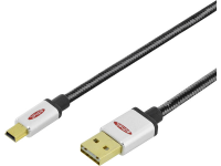 Ednet USB 2.0 Aansluitkabel [1x USB B 2.0 Stekker   1x Mini USB 2.0 B stekker] 1 m Zwart Rond, Stekker past op beide manieren, Afgeschermd (dubbel)