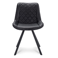 Eetkamerstoel Harvey   lederlook   zwart (2 stuks)   Leen Bakker