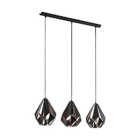 EGLO hanglamp Carlton 1 3 lichts   zwart/koper   Leen Bakker