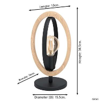 EGLO tafellamp Basildon   zwart/bruin   Leen Bakker