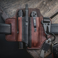 EDC lederen multitool zaklamp riem schede met sleutelhanger
