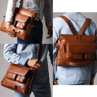 Ekphero Heren Casual aktetas Handtas Multifunctionele schoudertas Rugzak