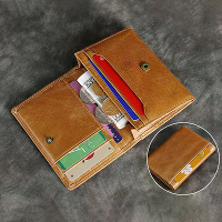 Ekphero Heren Echt Lederen Kaarthouder Retro Hoofdoelen Olie Wax Multi kaart Tas RFID Blokkerende Creditcardhouder Grote
