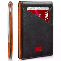 Ekphero Heren Slim Echt Leer Portemonnee RFID Blokkering Minimalistische Creditcard Houder Bifold Vouwportemonnee, Cadea