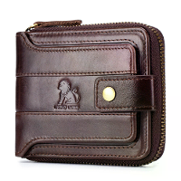 Ekphero Herenmode Grote Capaciteit Multifunctionele RFID Portemonnee Retro Diefstalbestendige Echt Leren Multi kaart Por