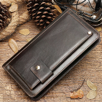 Ekphero Mannen Echt Leren Portemonnee Mannen Telefoon Clutch Retro Lange Portemonnees Hand Geldbeugel Koe Leren Rits Kaa