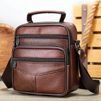 Ekphero Mannen Echte Leer Schoudertas met Rits Grote Capaciteit Kleine Schoudertas Retro Handtassen Zakelijk Casual Scho