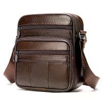 Ekphero Mannen Echte Leren Schoudertas Zakelijke Casual Messenger Bag Meerdere Pocket Capaciteit Crossbody Bag