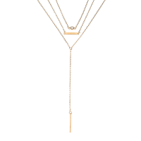 Elegant Crystal Zinc Alloy Necklace Simple Multilayer Chain For Women