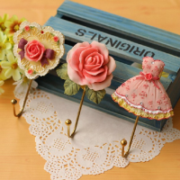 Elegant Heart Rose Dress Wall Hook Towel Clothes Hanger Holder
