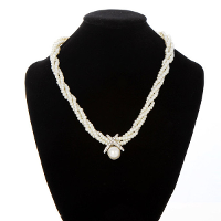 Elegant Multilayer Twist Pearl Rhinestone Choker Necklace Women Jewelry