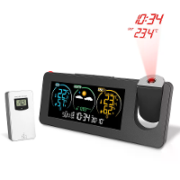 Elektronische Projectie Klok Weerstation Temperatuur en Luchtvochtigheid Meter Kleuren Scherm Weersvoorspelling LCD Digi