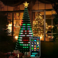 Elfeland 1.5M/1.8M/2.1M LED Kerstboom Ster Lichten DIY Slimme RGB Kerstverlichting met Afstandsbediening Timer Muziek Sy