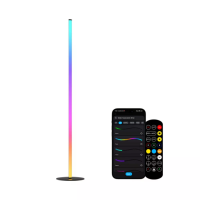 Elfeland 12W Slim RGB LED Hoek Floor Lamp 16 Miljoen Kleuren 4 Hoogtes Instelbaar Muziek Synchronisatie Bluetooth APP LE