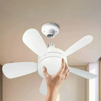 Elfeland 18 Inch E27 Schroefkop Ventilatorlamp Afstandsbediening Drie Kleuren Dimbaar Afneembare Vleugel Huishoudelijke