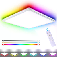 Elfeland 24W 30cm LED Vierkante Plafondlamp met RGB Ambient Achtergrondverlichting Afstandsbediening APP Besturing Dimba