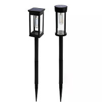 Elfeland 2PCS Solar Padverlichting Warme Lichten Buiten Waterdicht Zonne energie Tuin voor Loopbrug Tuin Achtertuin Land