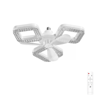 Elfeland 3/4 Head E27 LED Kristal geïnspireerde Plafondventilator Licht 3 Kleurtinten 2/4H Timer 3 Niveaus Snelheid Inst