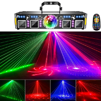 Elfeland 5 in 1 Stage Party Light DJ Disco Light met 120 Lichtpatronen LED Par Magic Ball, UV Blacklight & Gouden Strobo