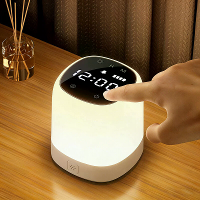 Elfeland Draagbare Nachtlamp met LED Display Timer Instelling Bedlamp 2400mAh Oplaadbare LED Klok Dimbaar Aanraakafstand