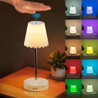 Elfeland Gebarenbediening USB Oplaadbare LED Tafellamp met RGB Kleurrijk Wisselen 3 Kleur Temperaturen & Verstelbare Hoo