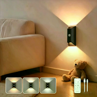 Elfeland Oplaadbare LED Bewegingssensor Wandlamp met Afstandsbediening Boven & Beneden Gloed 3 Kleurtinten Auto UIT Magn