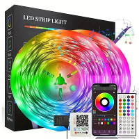 Elfeland RGB Bluetooth LED Strip Smart Atmosfeer Licht Binnen 24V EU Plug Met 44 Toetsen Afstandsbediening voor TV Wand