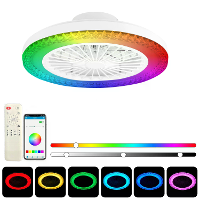 Elfeland Slim RGB LED Plafondventilator Licht 3 Kleurtinten 2U Timer 6 Windsnelheden Stille werking APP & Afstandsbedien