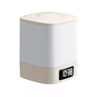 Elfeland USB oplaadbare 2 in 1 LED klok Nachtlicht 3 kleuren, temperatuur regelbaar, draagbare tafellamp met afstandsbed