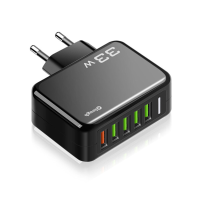 Elough 33W 5 poorts USB PD oplader QC4.0/3.0 AFC FCP B.C1.2 Snelladeradapter EU/US stekker voor iPhone14 14 Pro Max voor