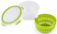 Emsa Clip & Go Fruit Bowl 1.1 L Kunststof Met deksel, Waterdicht, Vaatwasserbestendig Transparant, Groen 600577
