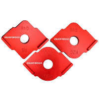 ENJOYWOOD 3 delige aluminium routerhoeksjabloonset R5 R30 6 in 1 Precisie houtbewerkingshoeksjablonen Duurzaam en eenvou