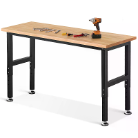 GENIET VAN HOUT 60 Inch Zware Werkbank Werkstation Werktafel Rubberhouten Bovenwerk Werkbank voor Houtbewerkingswinkel T